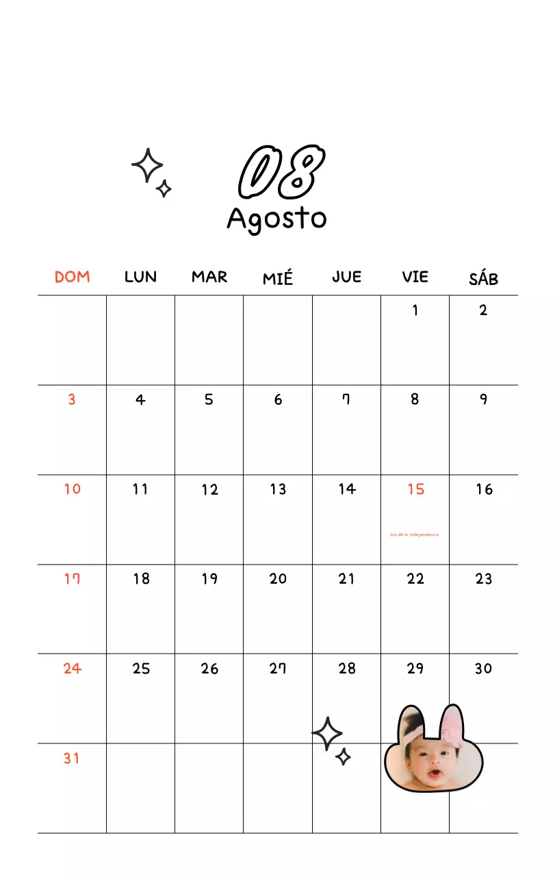 Bonito calendario con fotos de Año Nuevo
