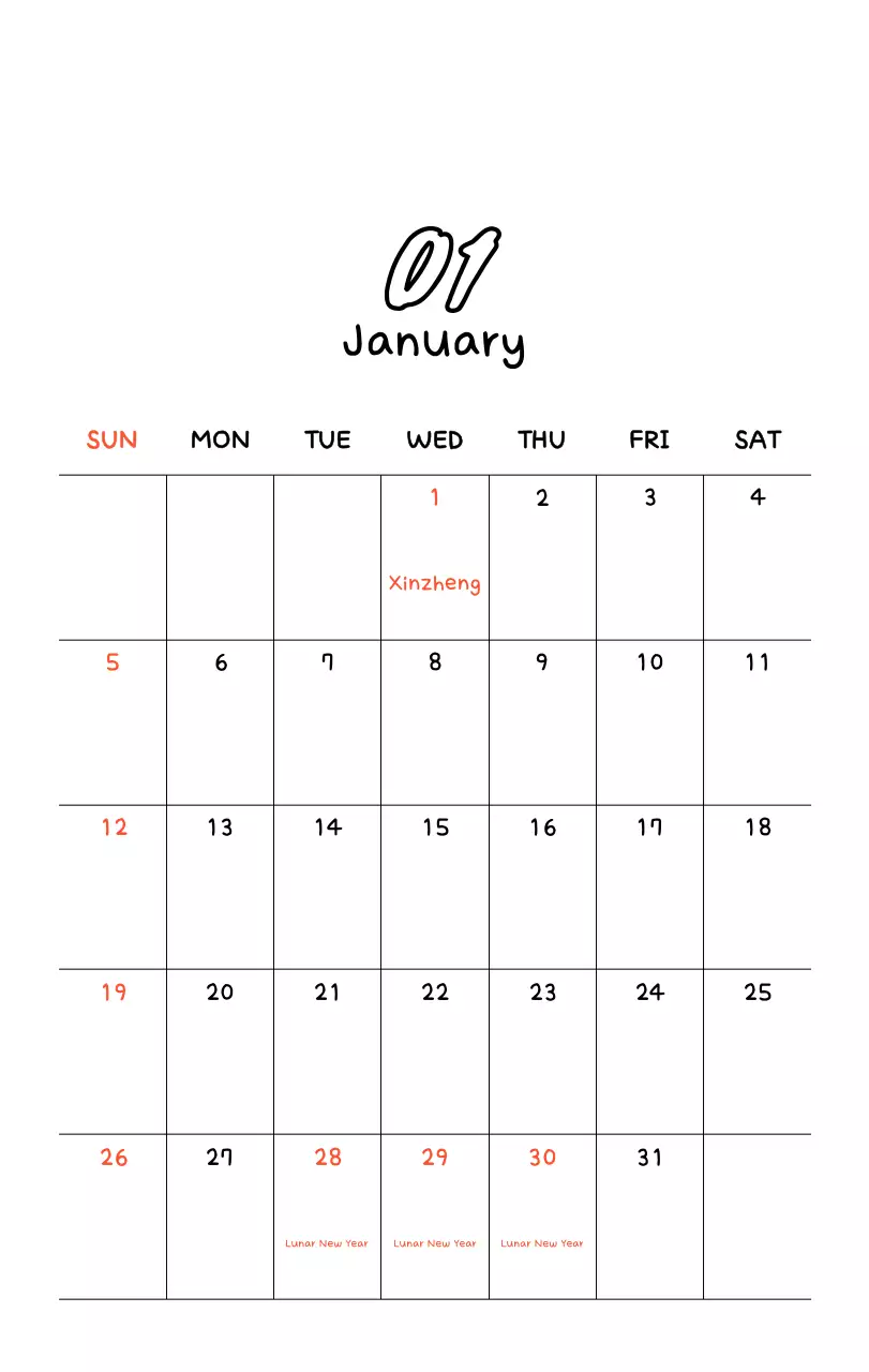 Kalender foto Tahun Baru yang lucu