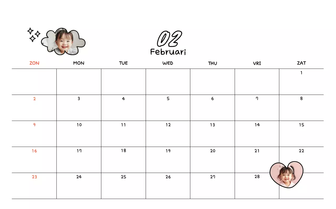 Schattige fotokalender