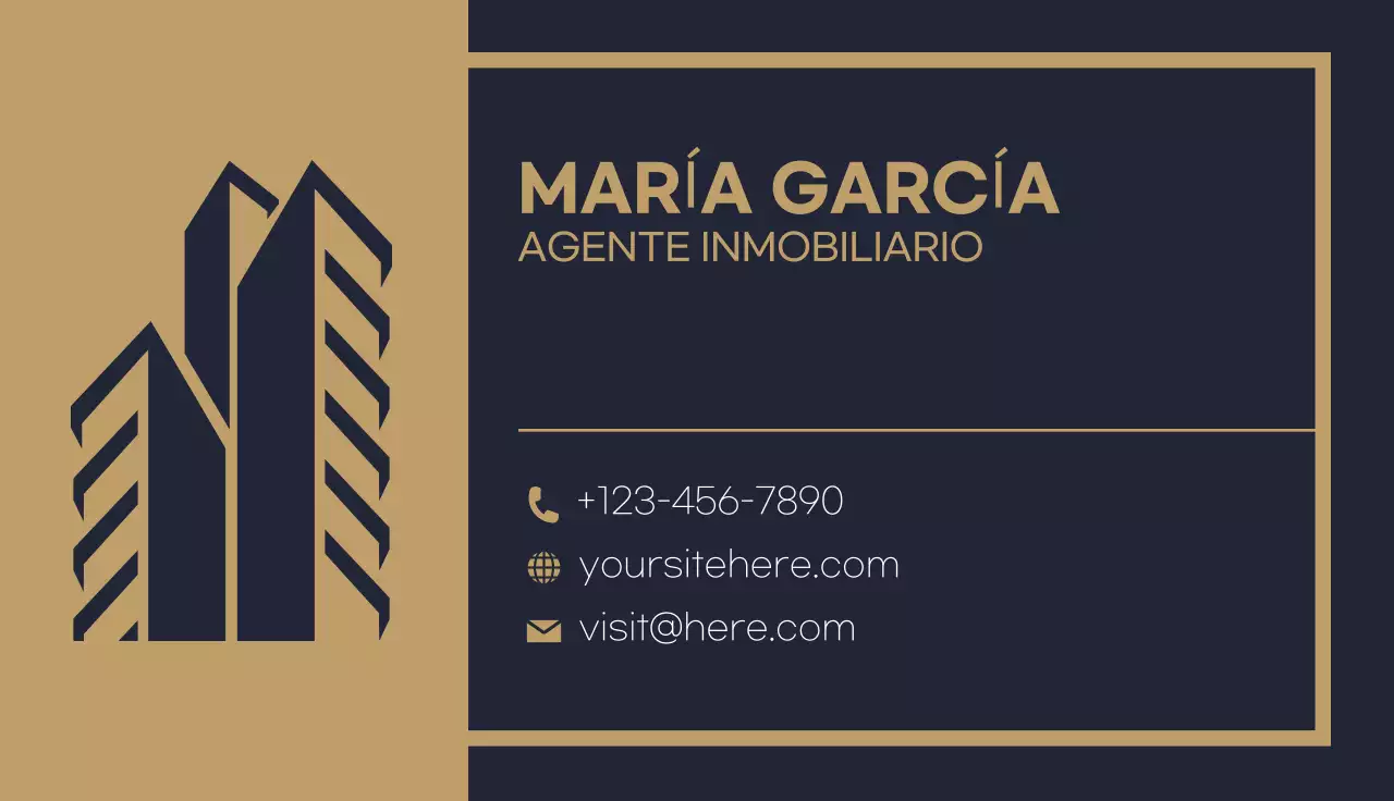 tarjeta inmobiliaria moderna dorada