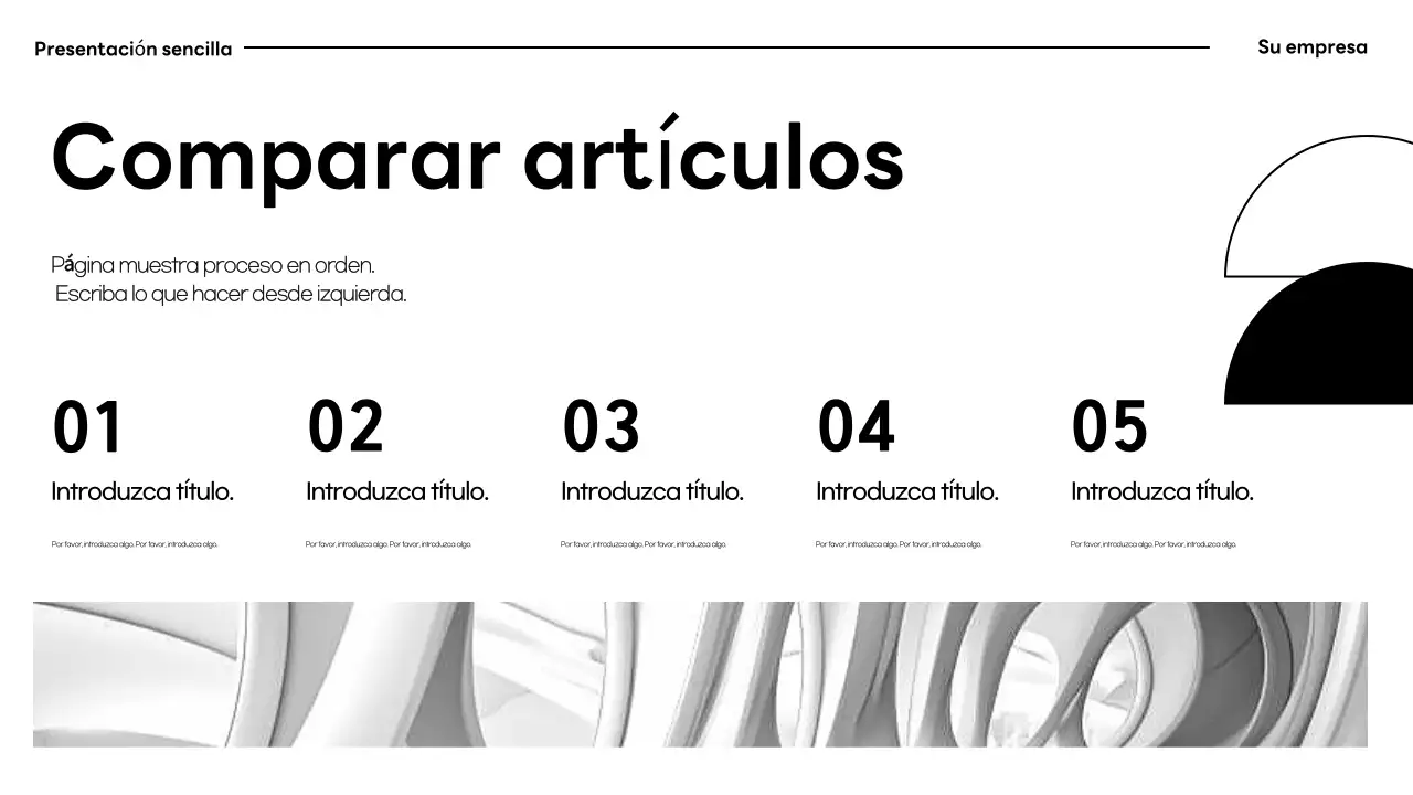 Documentación de presentación minimalista en blanco y negro