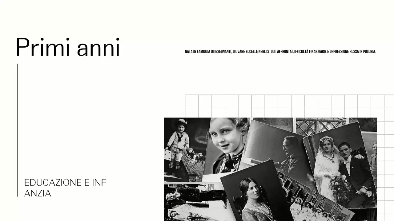 Esplorare la vita di Marie Curie Presentazione semplice nero-beige