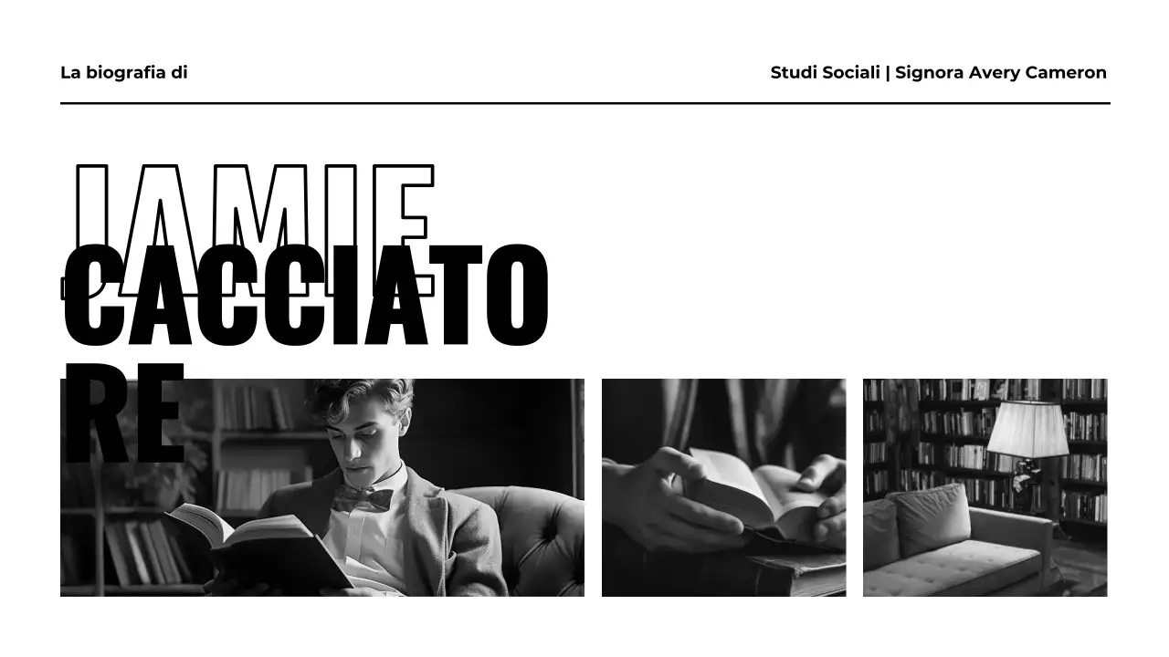 Presentazione della biografia in bianco e nero