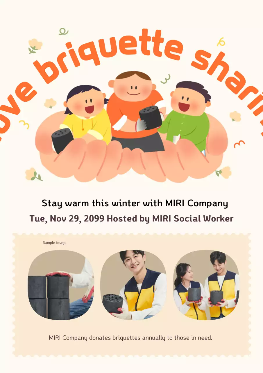 Poster sự kiện từ thiện đơn giản màu cam