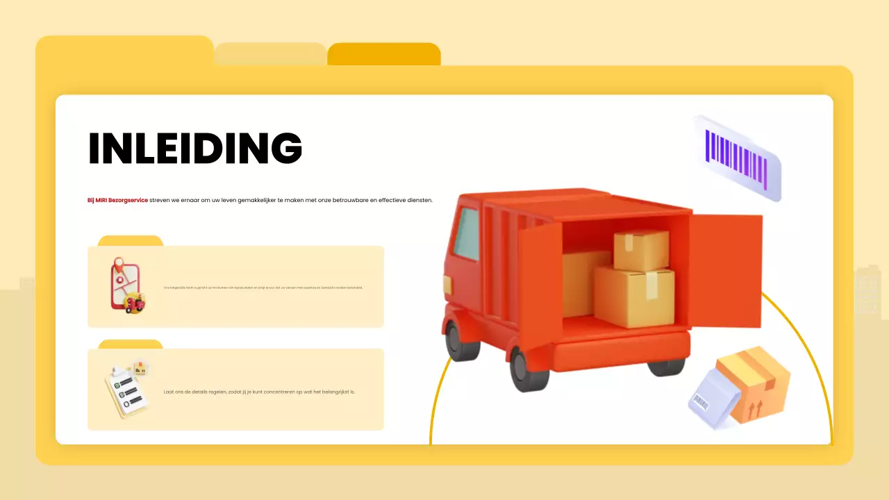 gele moderne leveringsaankondiging