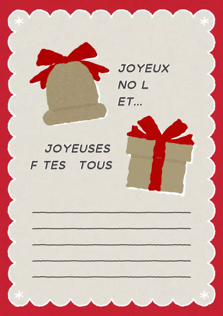 Papeterie de Noël vintage en rouge et or