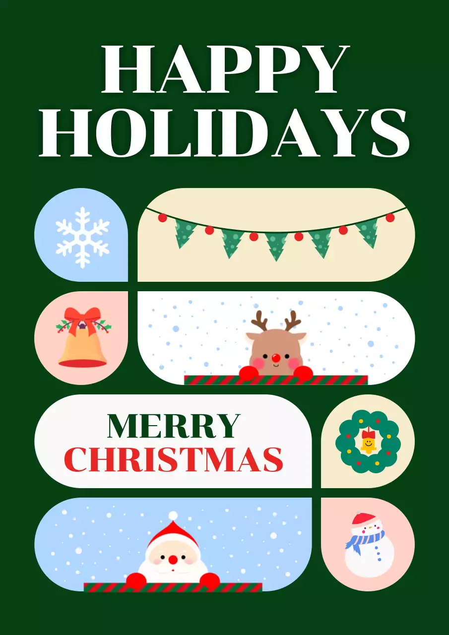 초록 아기자기한 크리스마스 카드