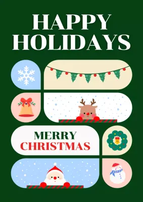 초록 아기자기한 크리스마스 카드