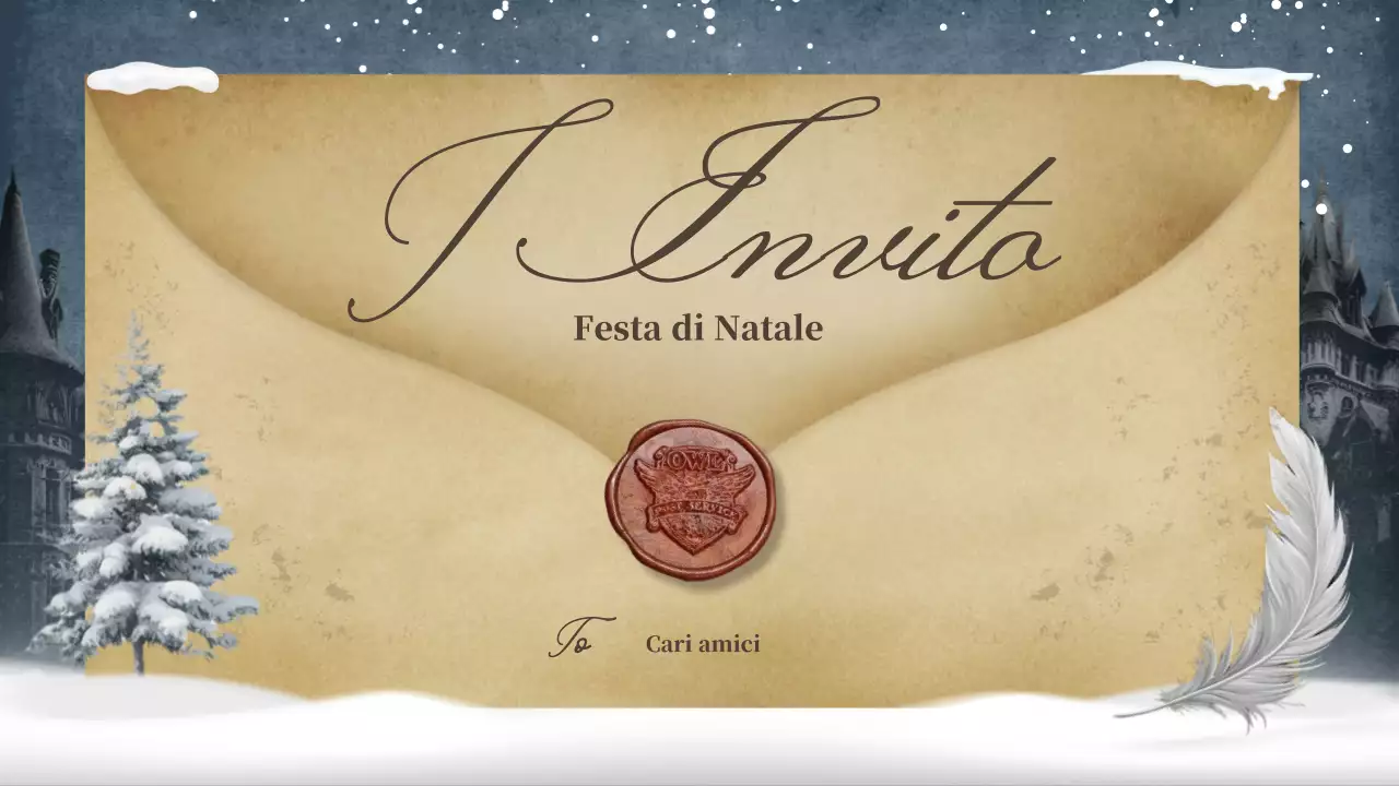 Invito natalizio classico beige