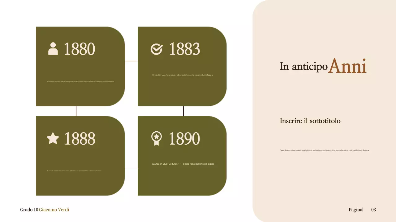 biografia classica beige per l'annuncio scolastico