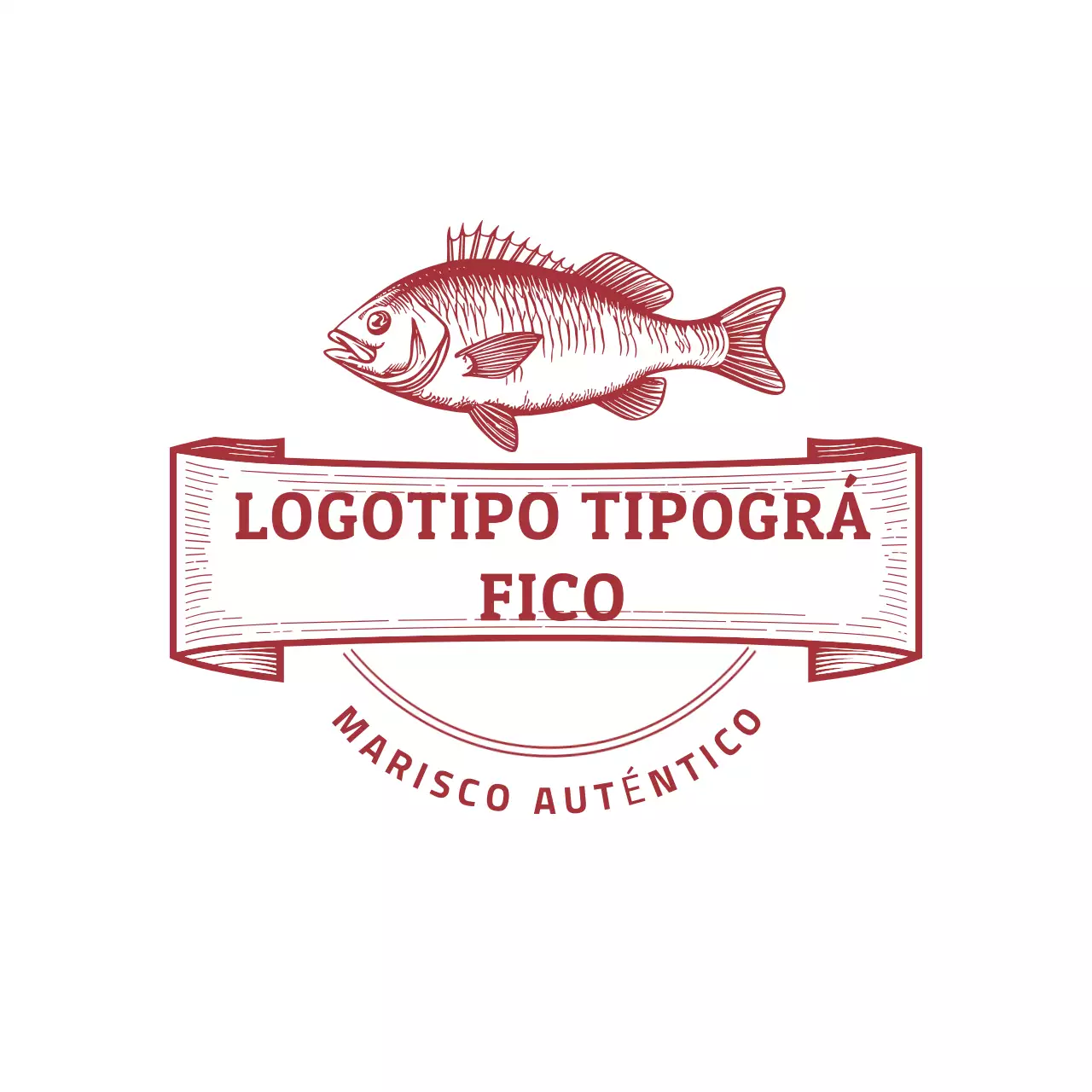 logotipo rojo vintage de marisco
