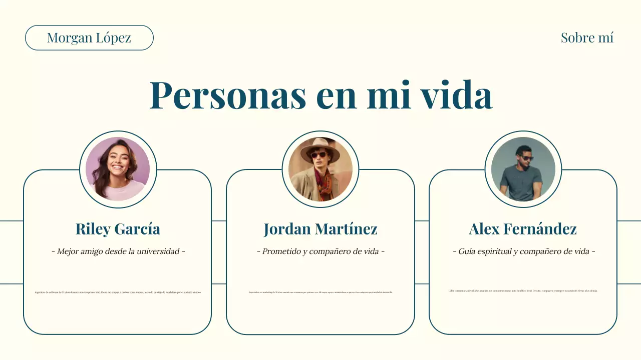 Teal and Beige Modern About Me Introducción