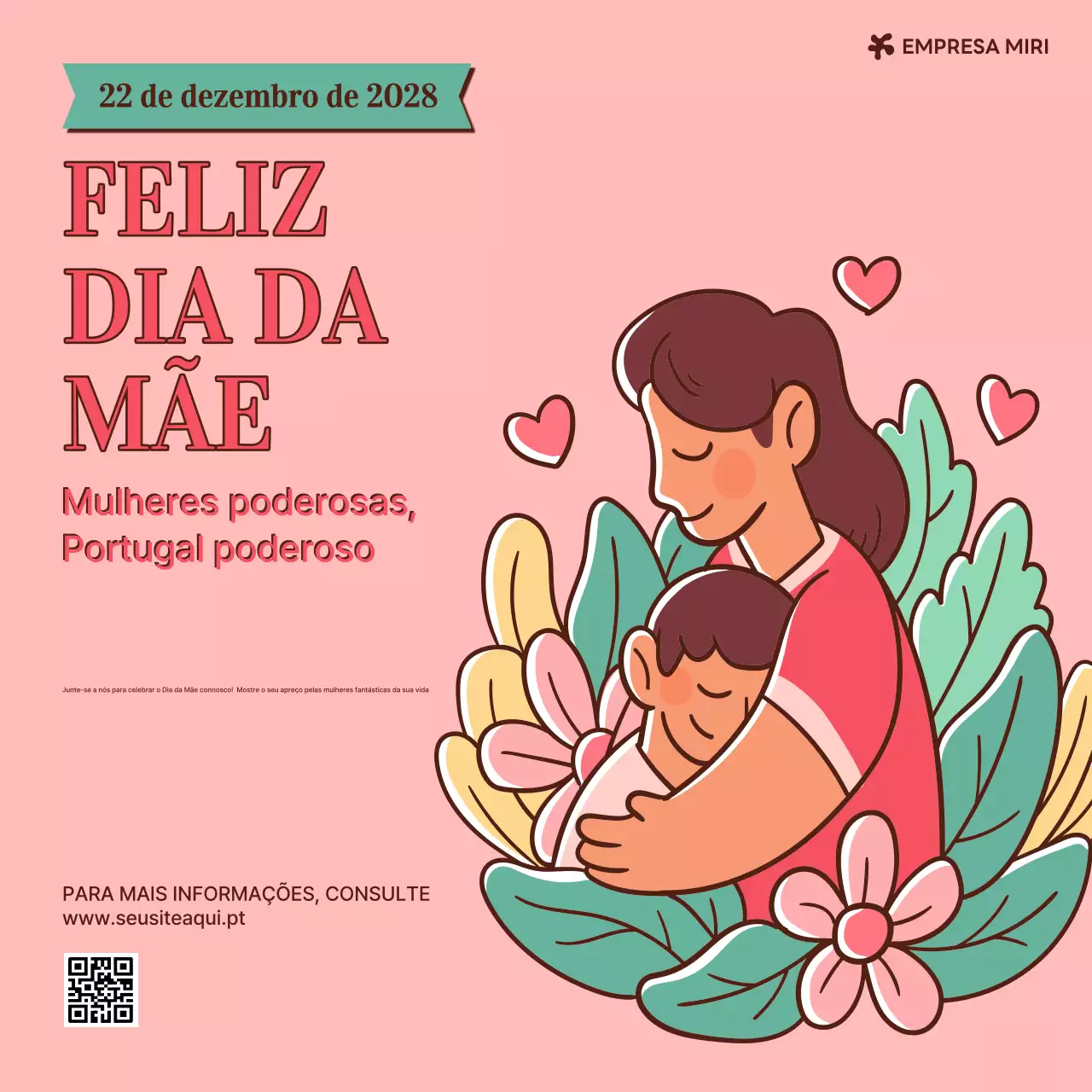 anúncio rosa retro para o Dia da Mãe