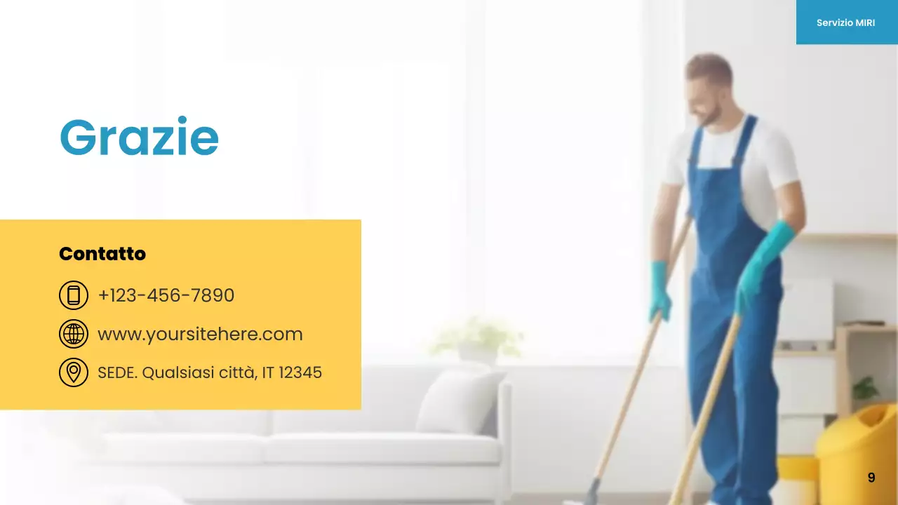 promozione servizio di pulizia moderno giallo blu