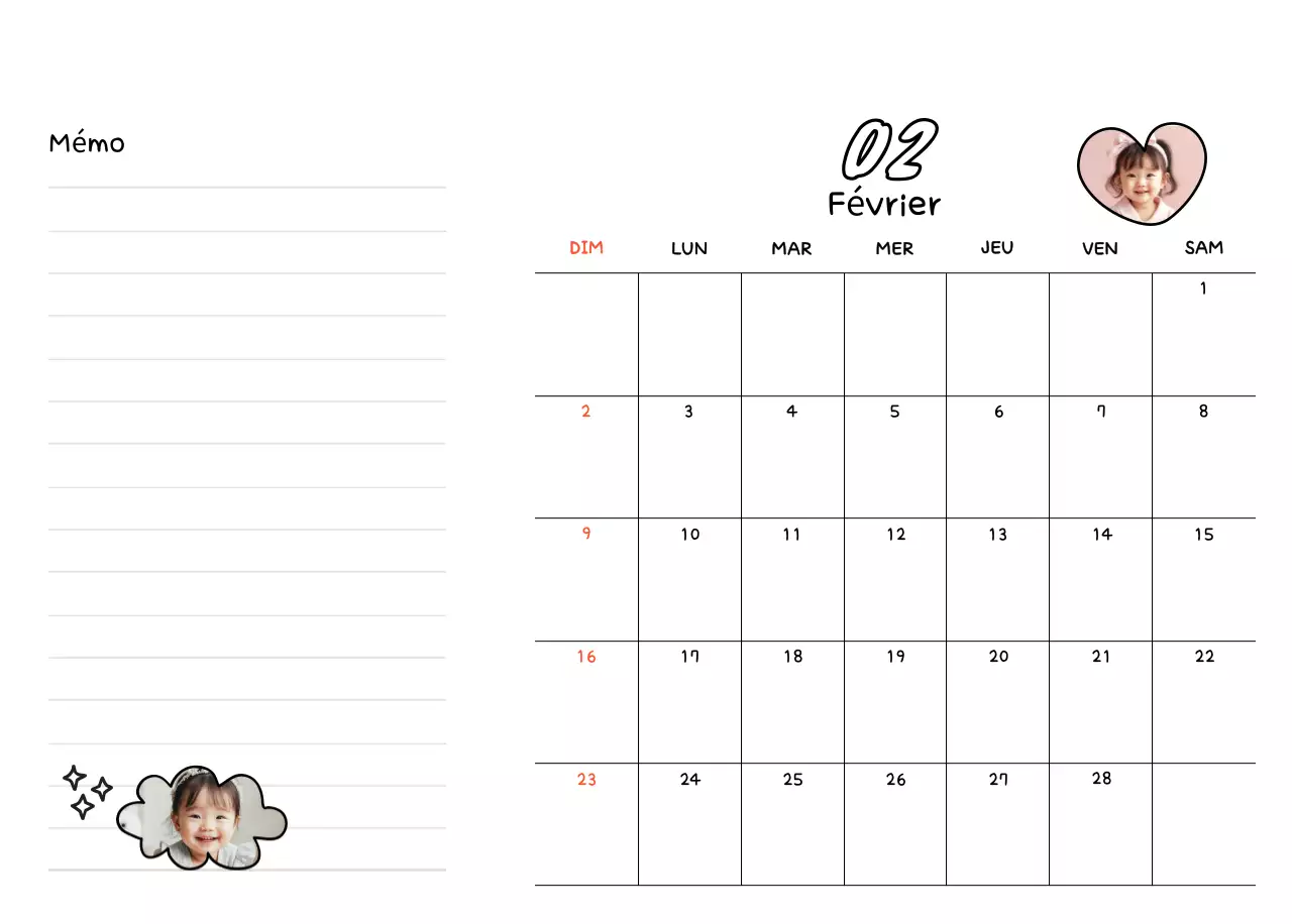Agenda du Nouvel An blanc et joli