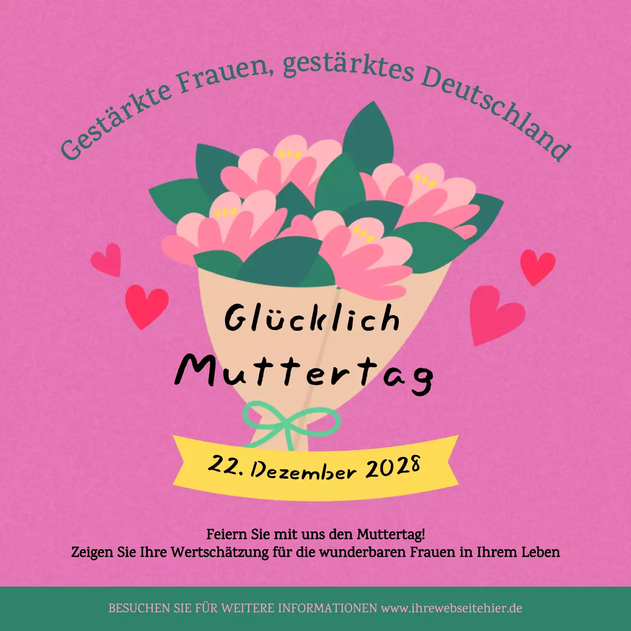 rosa geblümte Einladung zum Muttertag