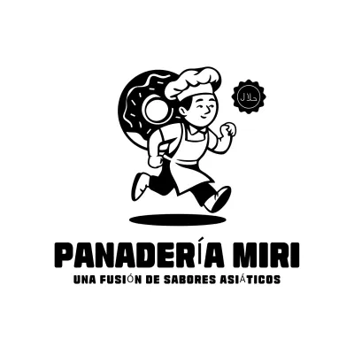 logotipo de panadería de dibujos animados en negro