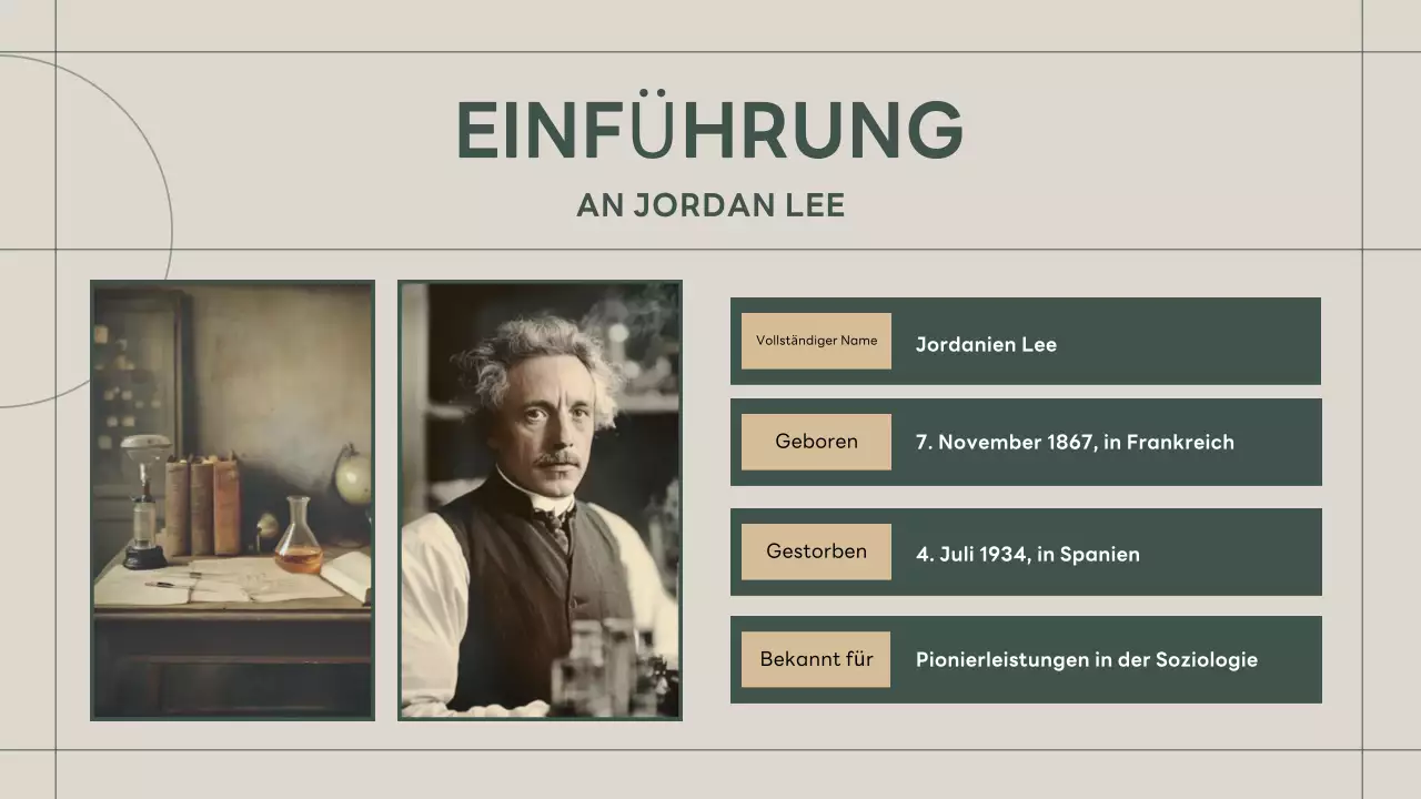 grüner Klassiker der Biografiepräsentation