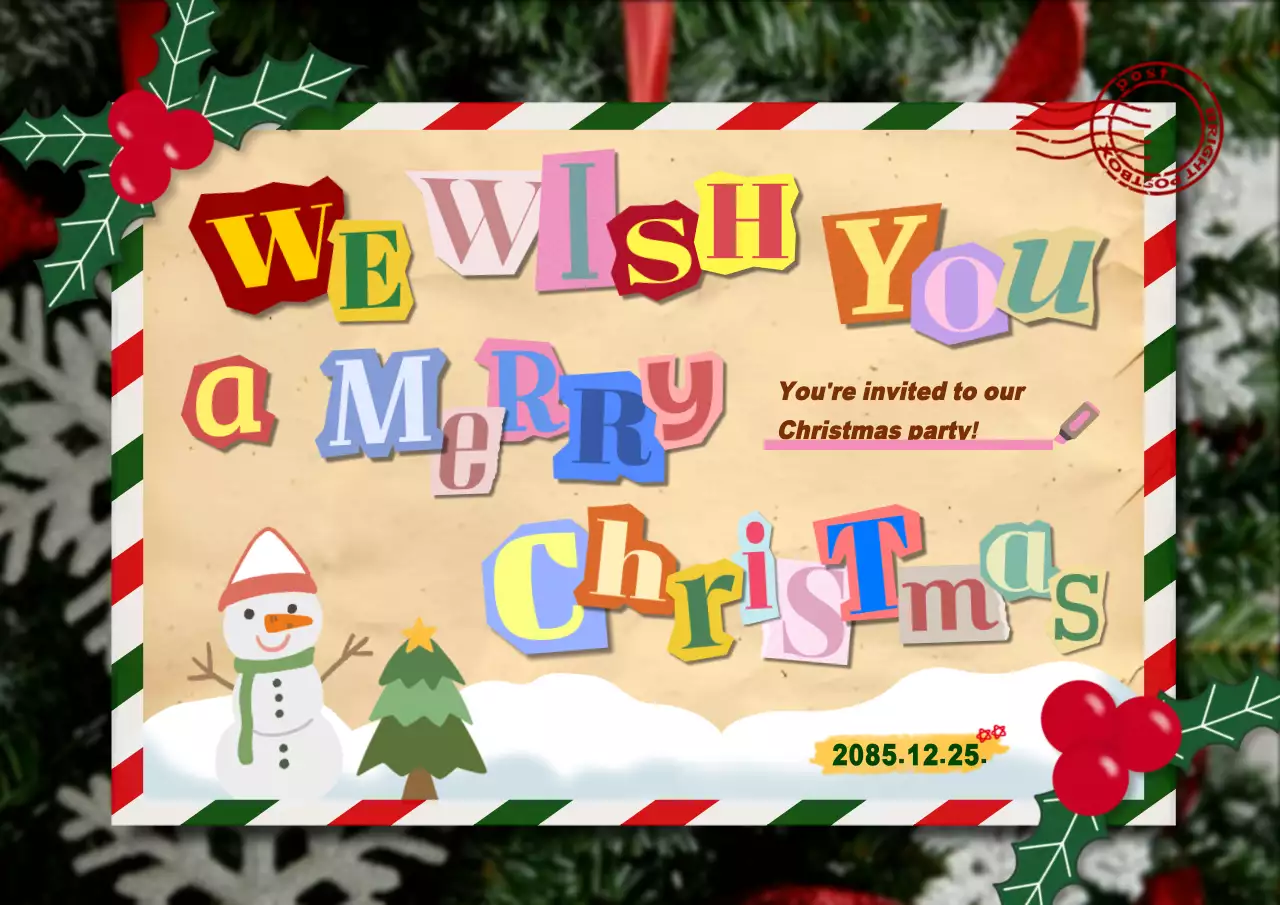 Poster mời Giáng sinh cổ điển đầy màu sắc