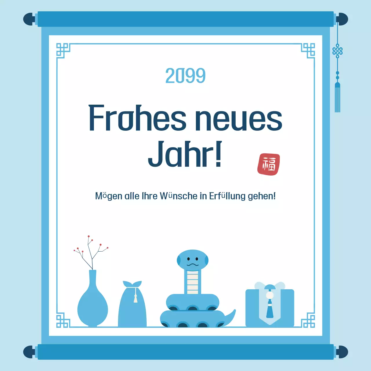 Feiern Sie das traditionelle Neujahrsfest in Hellblau