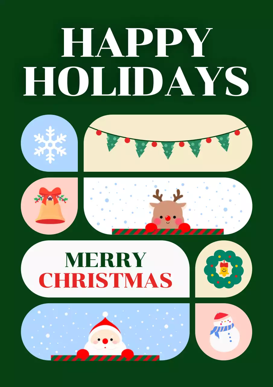 Poster thiệp Giáng sinh cổ điển màu xanh lá cây