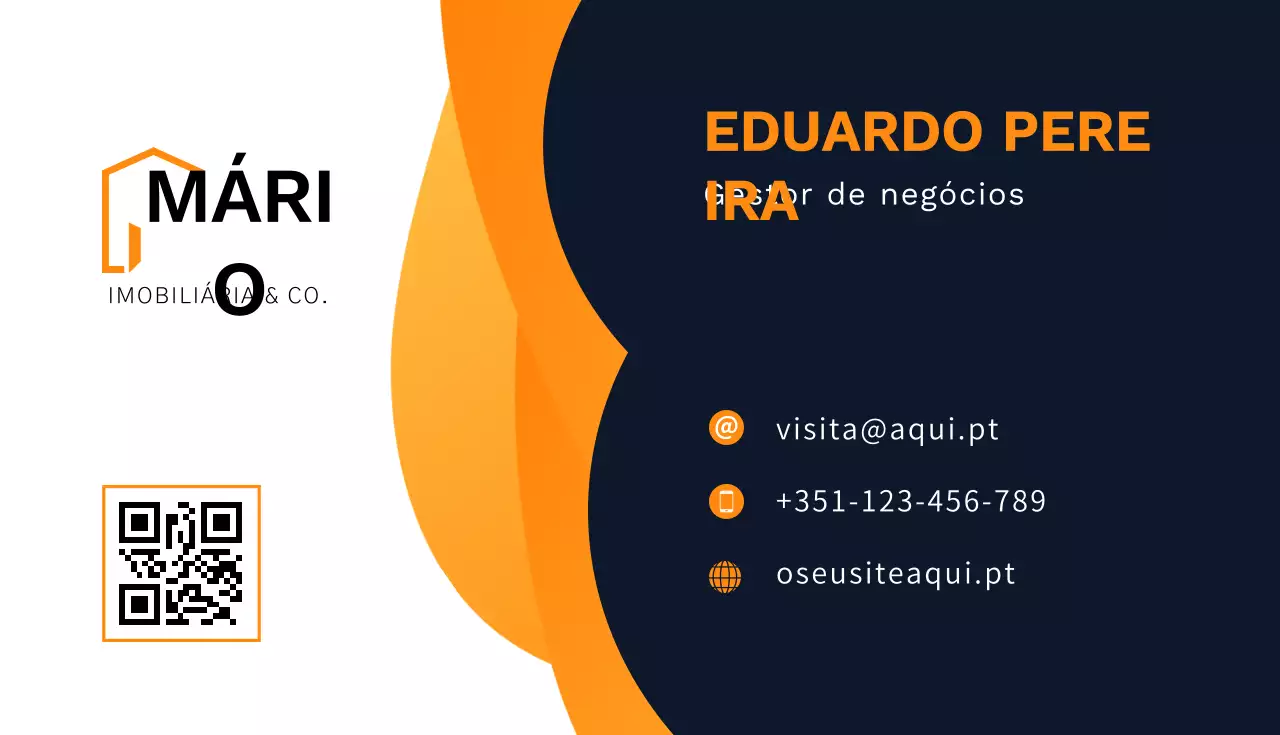 cartão de visita moderno cor de laranja