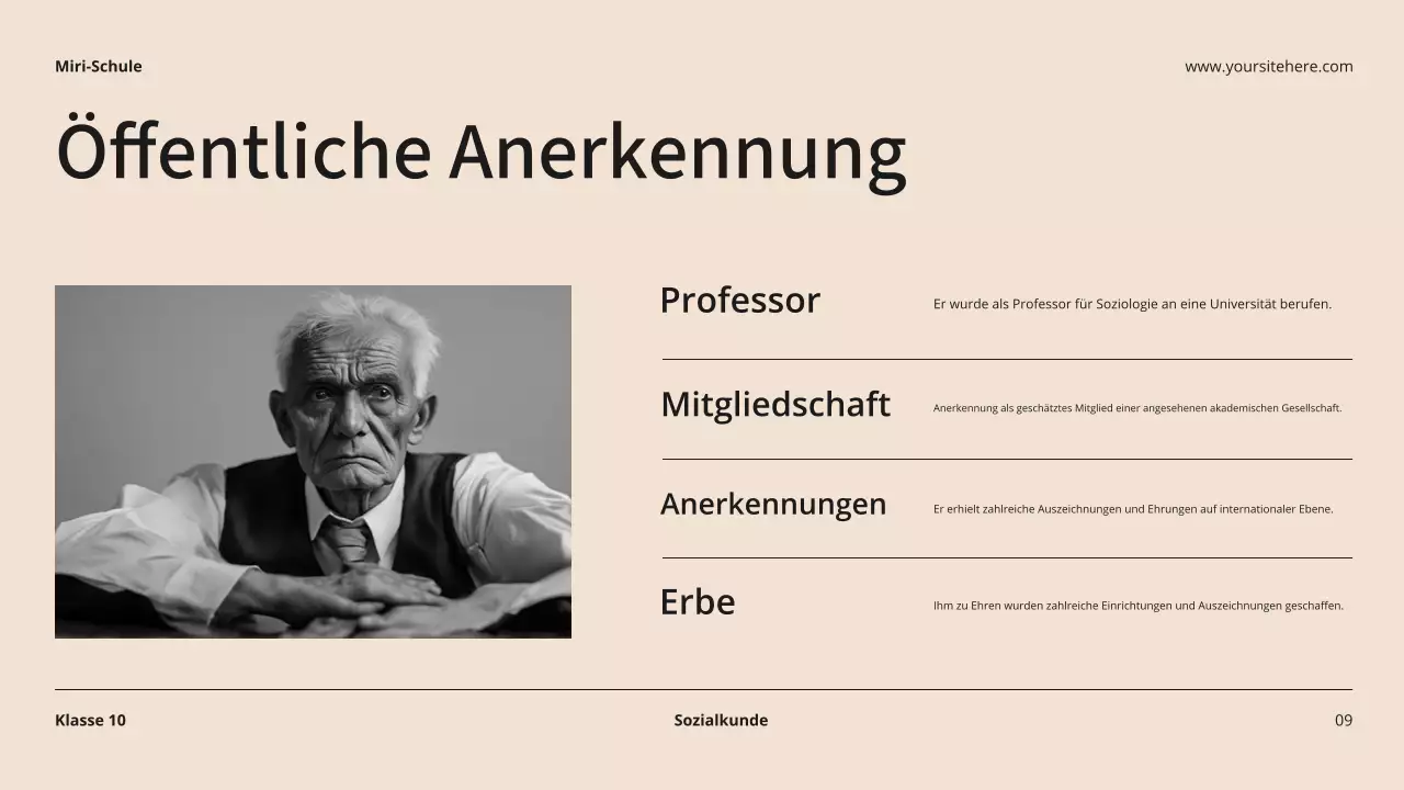 Beige und Schwarz Moderne Biographie Klasse Material Einführung Präsentation