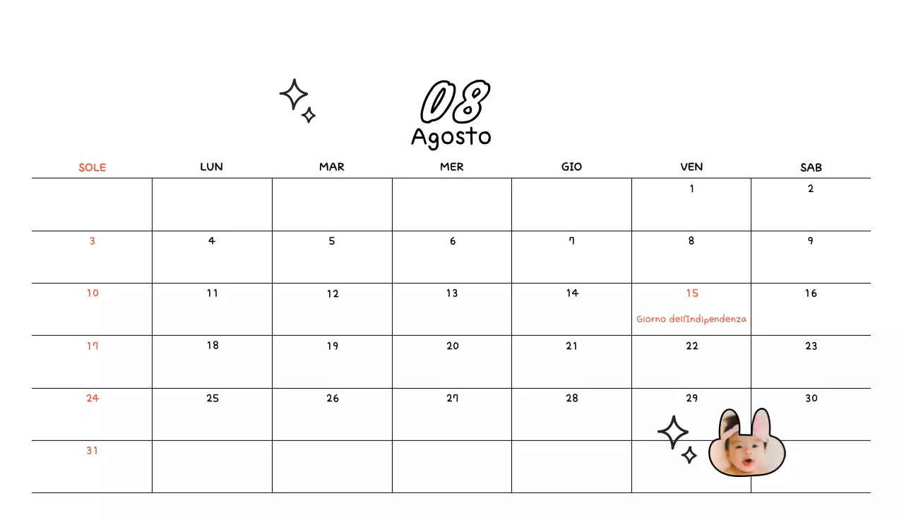 Calendario giallo con foto carine