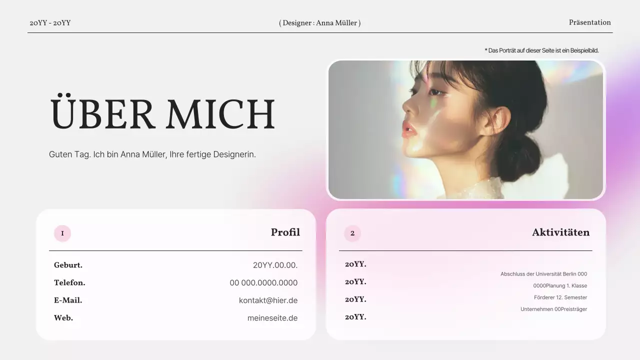 Ein einfaches Portfolio mit Farbverlauf in Rosa