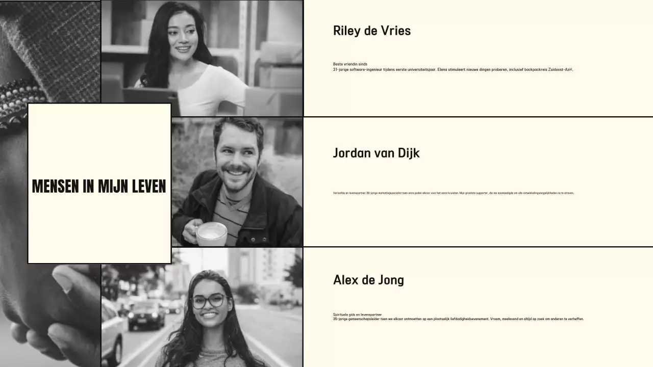 zwarte minimale biografie portfolio