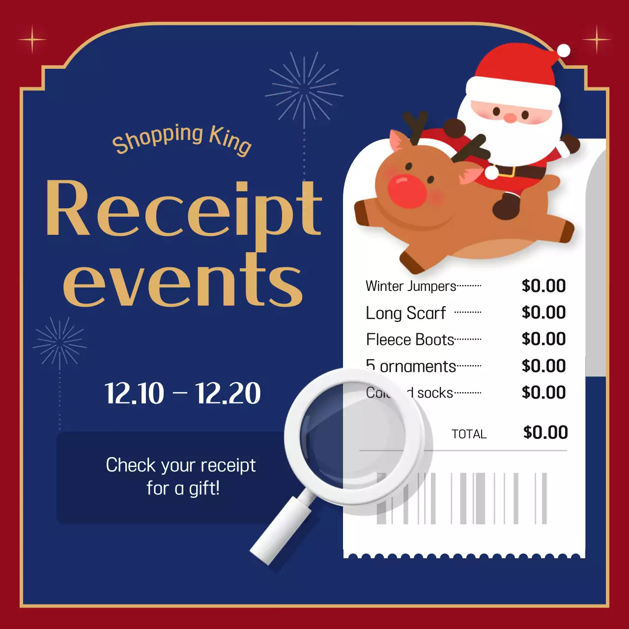 Carrossel de promoção de Natal tradicional vermelho no Instagram