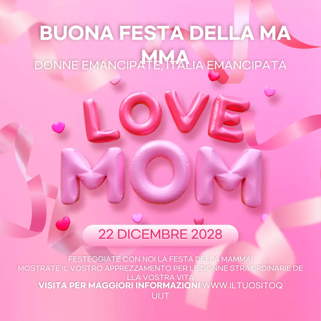annuncio rosa per la festa della mamma