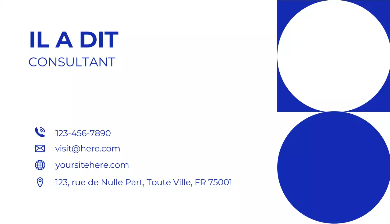 carte de visite d'un consultant moderne et bleu