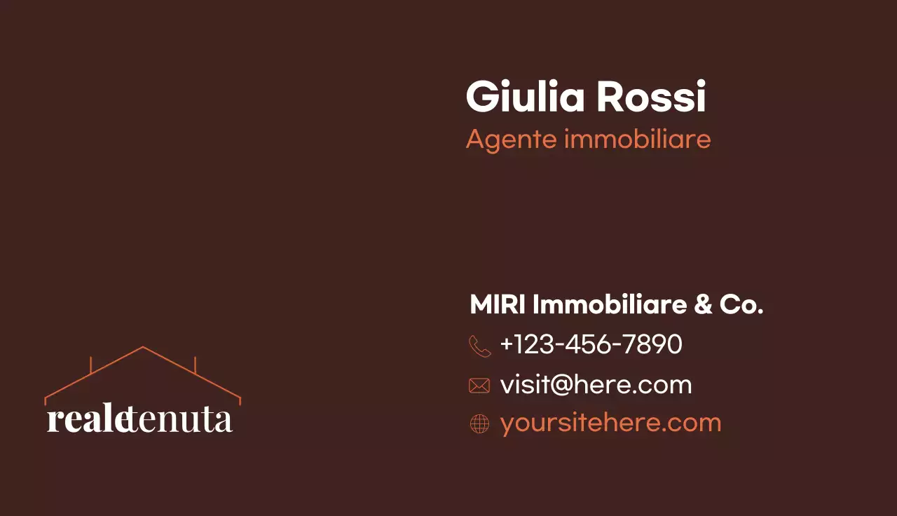 biglietto da visita immobiliare moderno di colore marrone