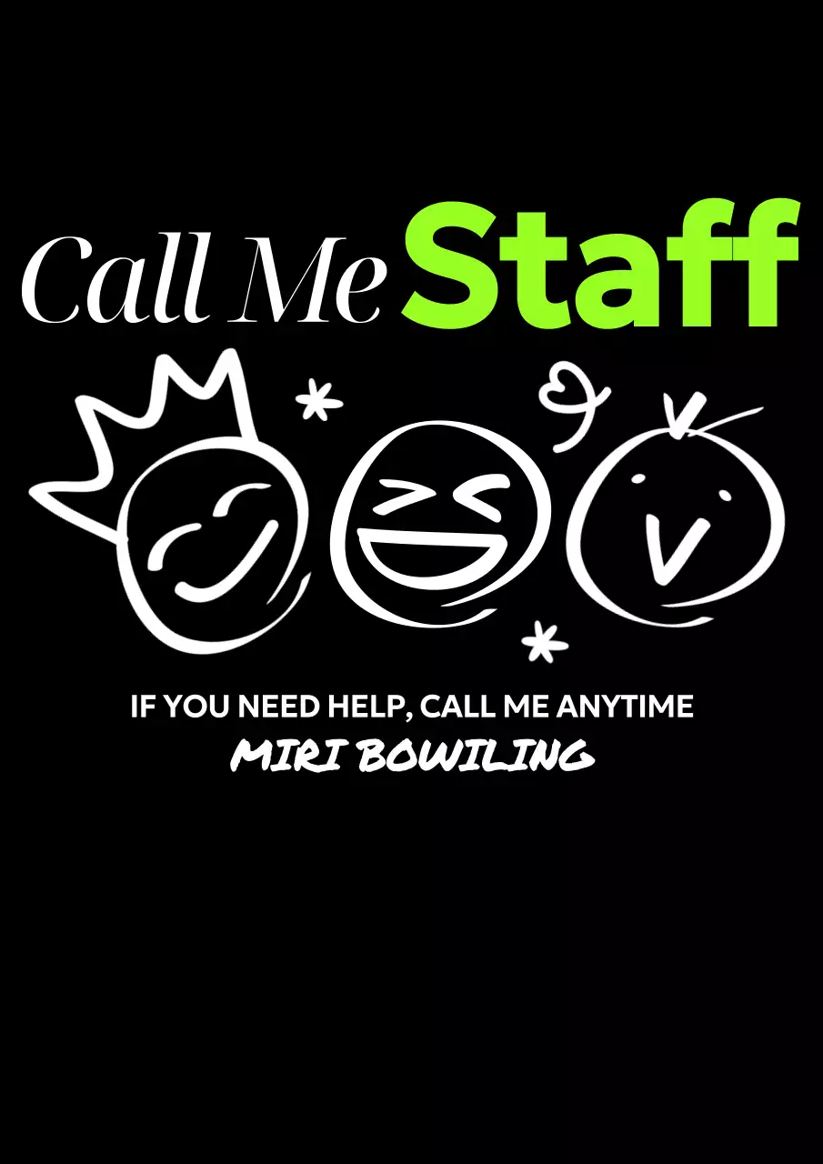 키치한 일러스트가 있는 스태프 안내 홍보