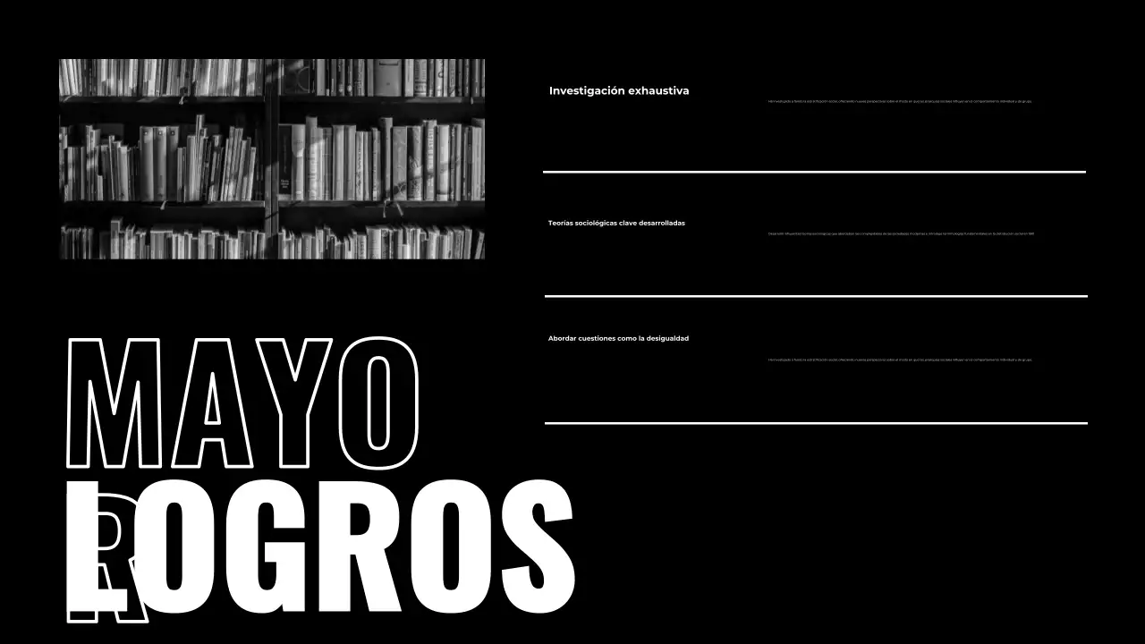 Presentación de biografías en blanco y negro