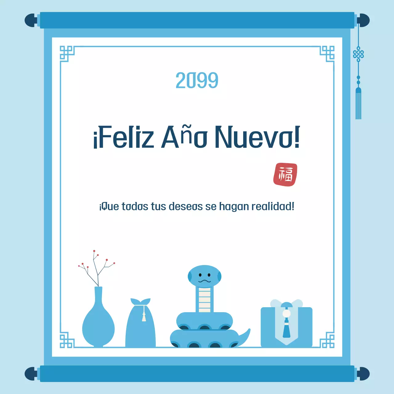 Celebra el tradicional Año Nuevo en azul claro