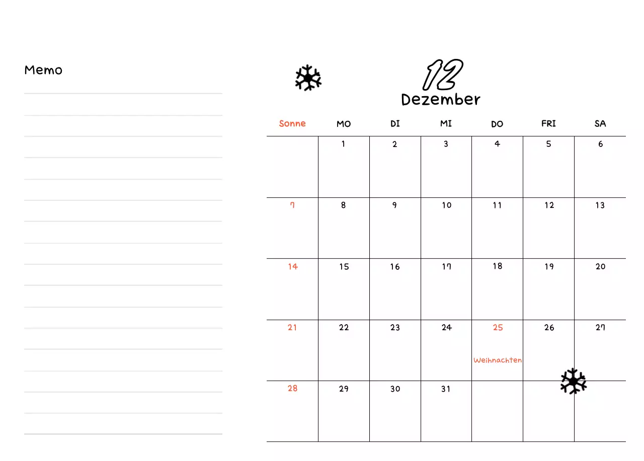 Weißes und hübsches Neujahrstagebuch