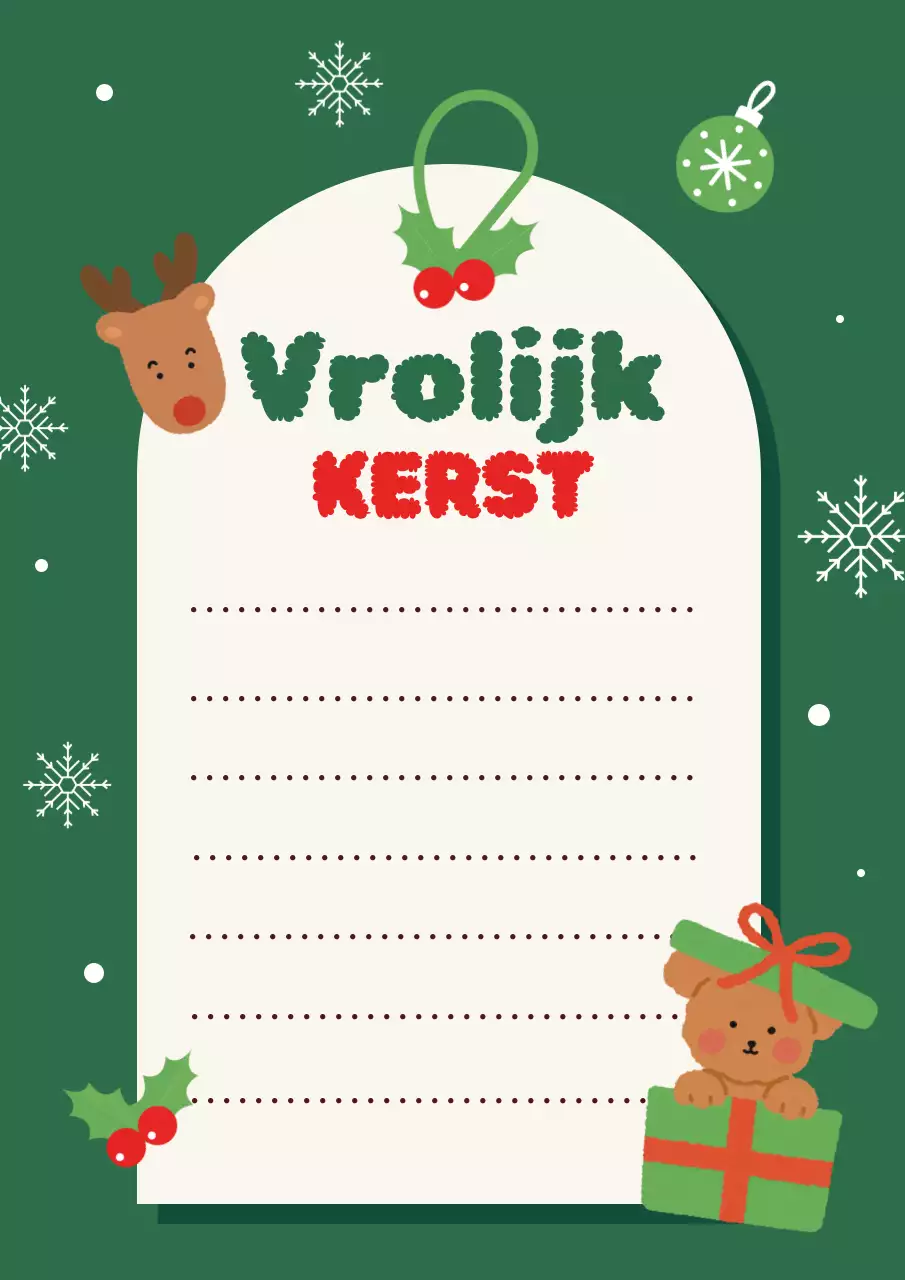 Schattig kerstbriefpapier in groen en rood
