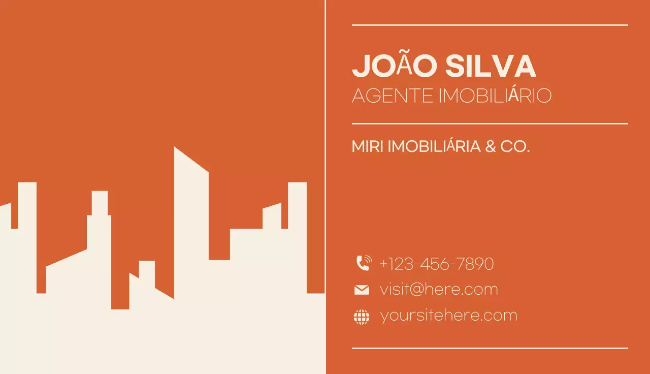 cartão imobiliário moderno laranja