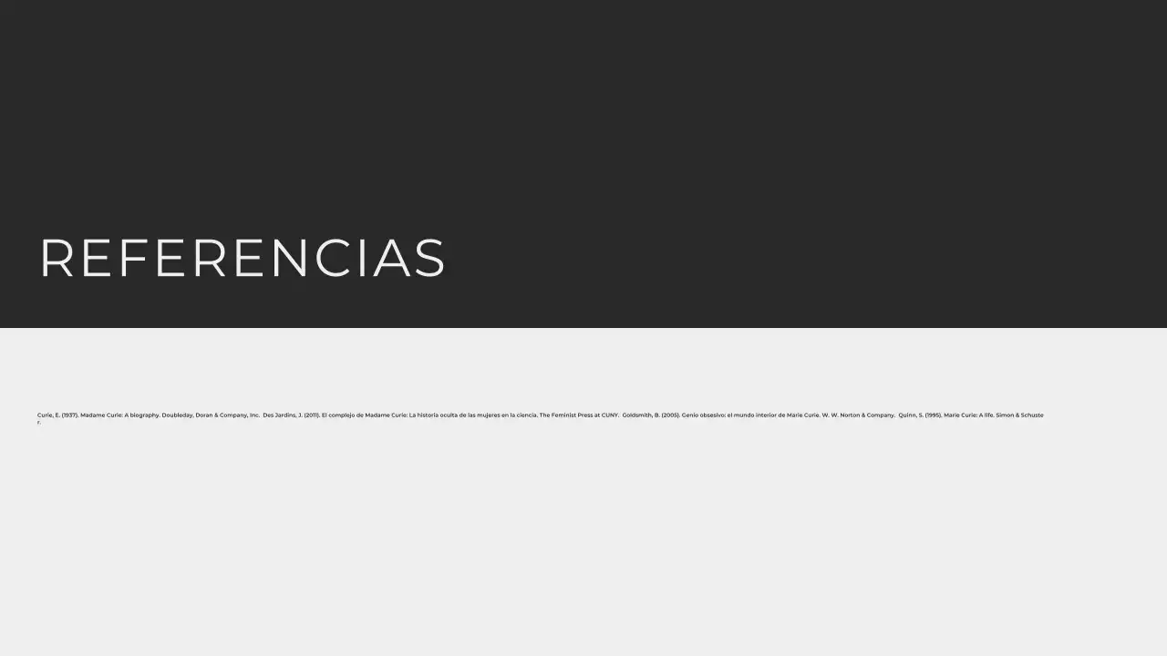 Modern Minimalist Explorando la vida de Marie Curie Presentación