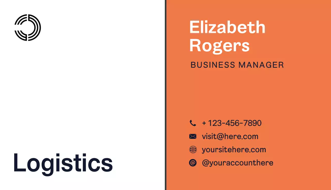 Orange Modern Logistics Business Card