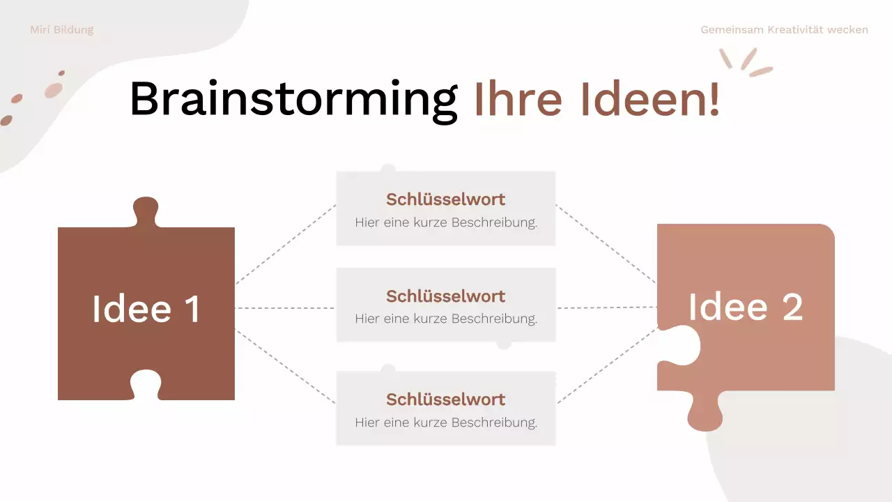 Braunes und rosafarbenes Bio-Brainstorming Layout-Leitfaden