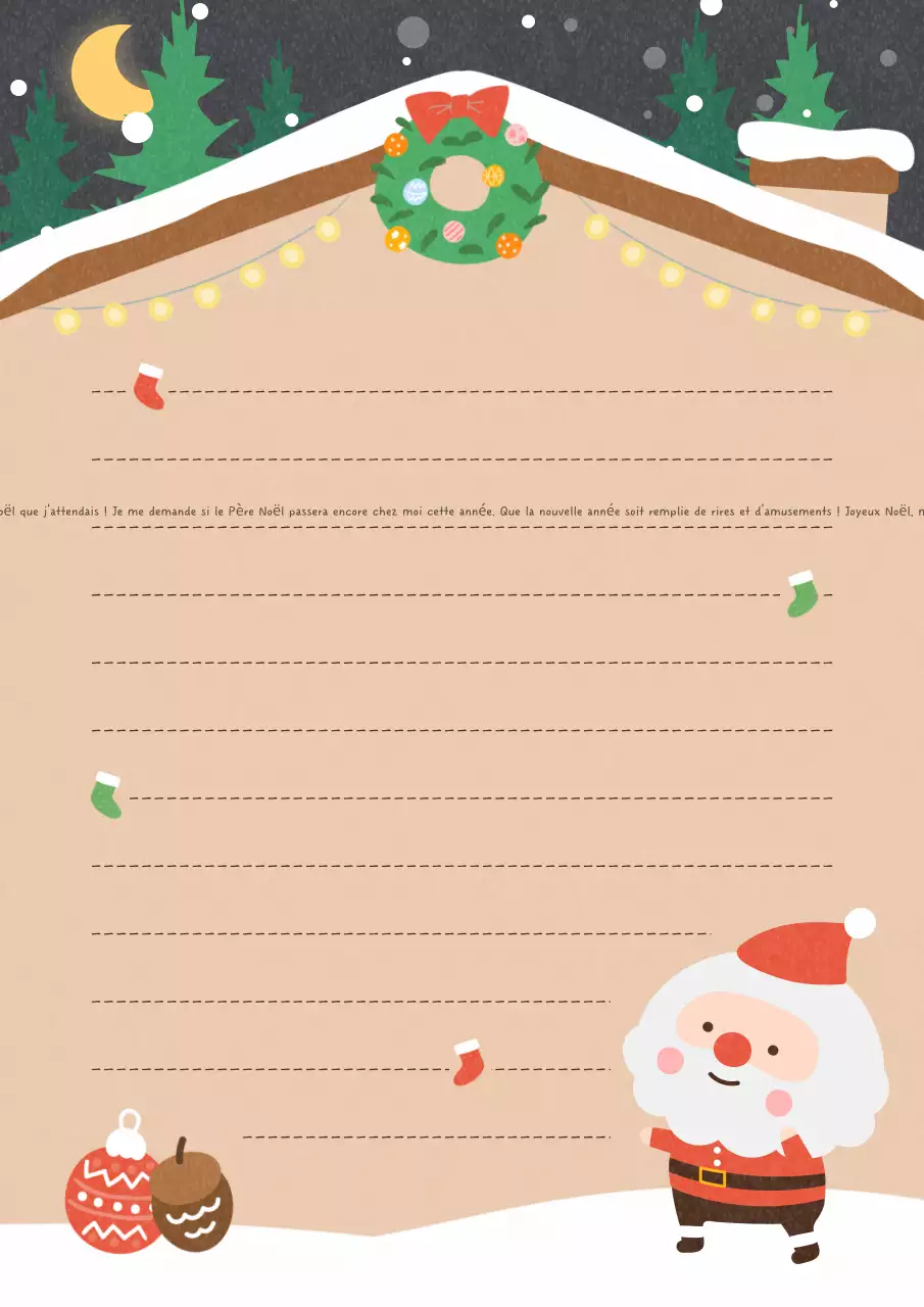 Lettre de Noël beige et cosy