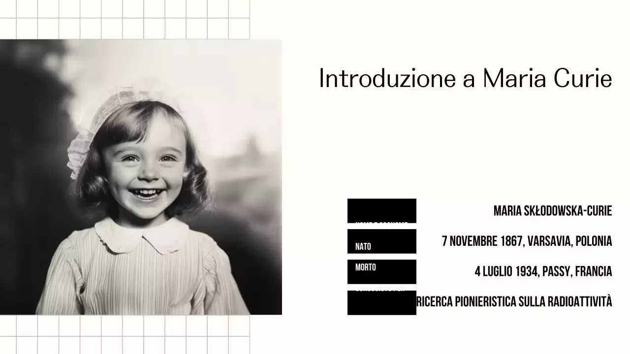 Esplorare la vita di Marie Curie Presentazione semplice nero-beige