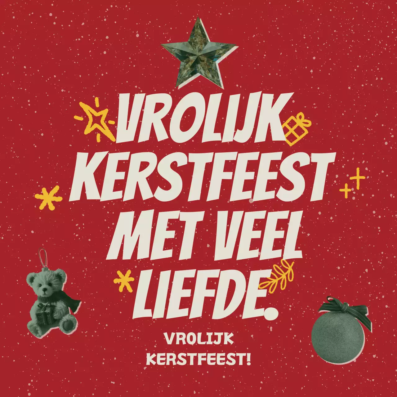 Rode Retro Kerstgroeten
