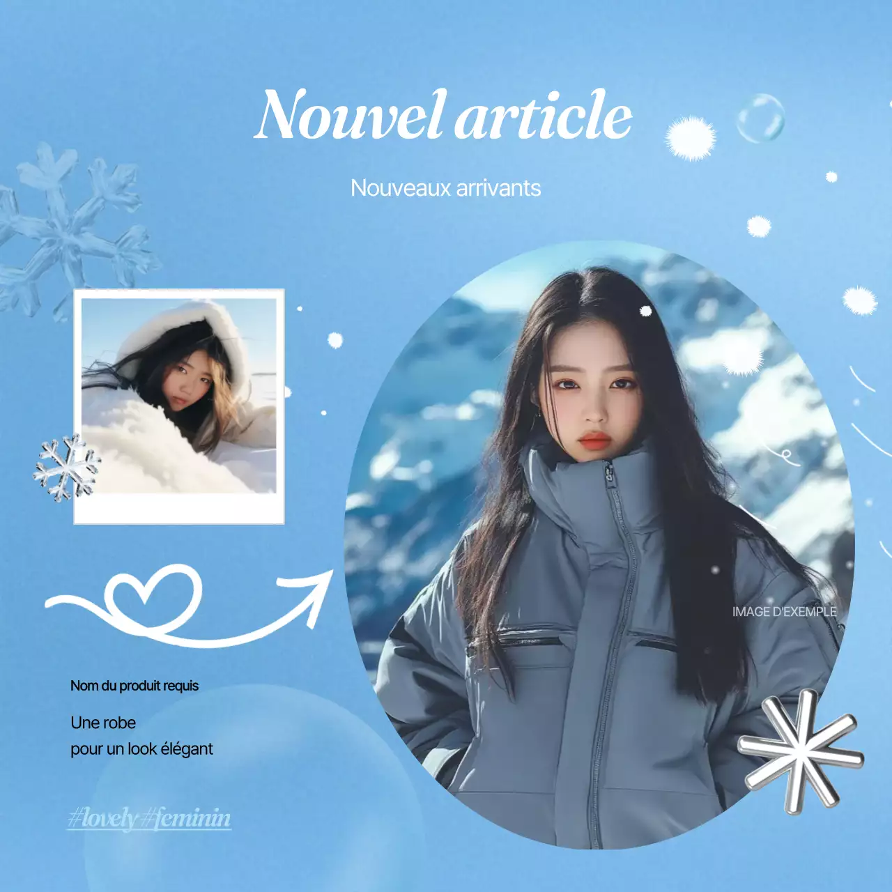 Une publicité de marque bleu clair, pour la beauté de l'hiver