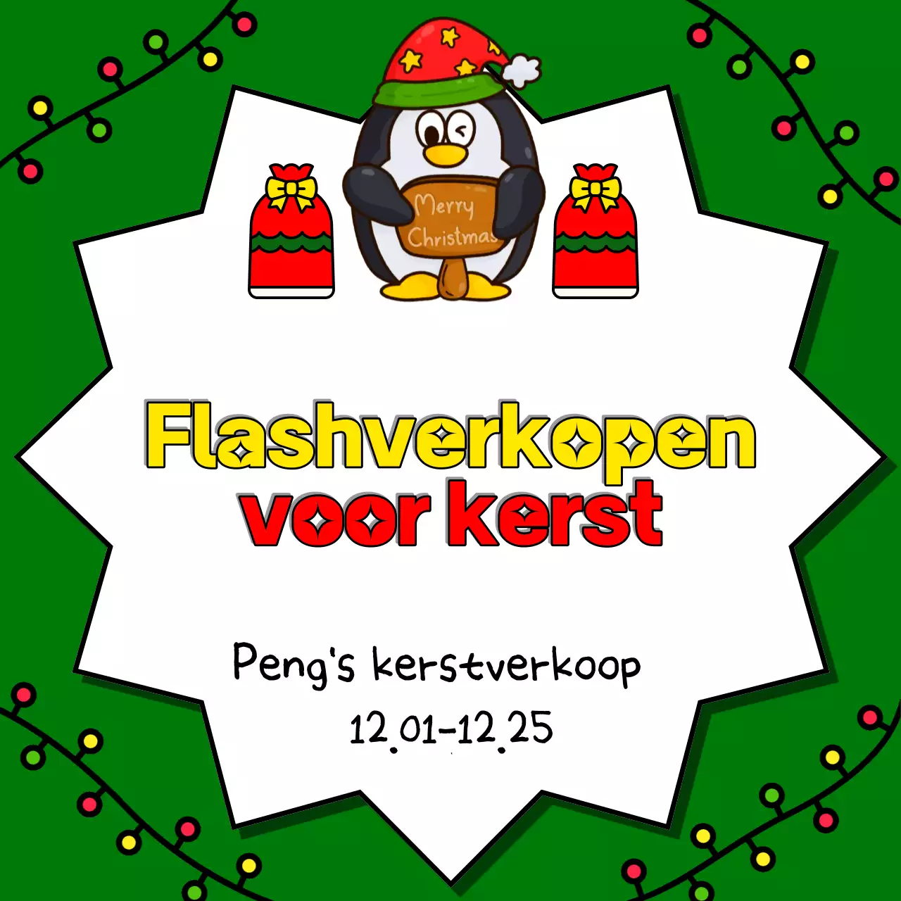 Adverteer je kerstevenement in rood en groen met deze leuke advertentie voor kerstevenementen