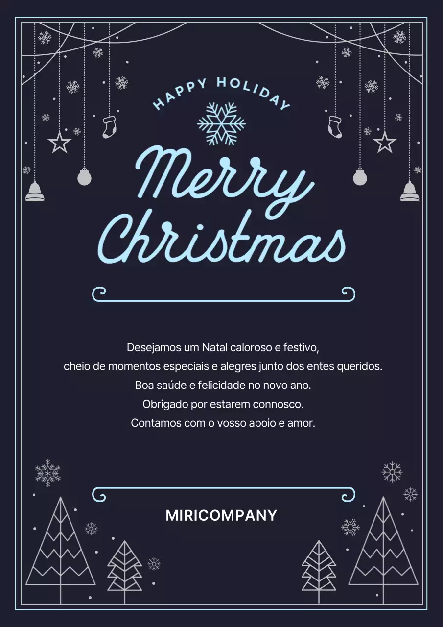 Saudações de Natal simples em preto