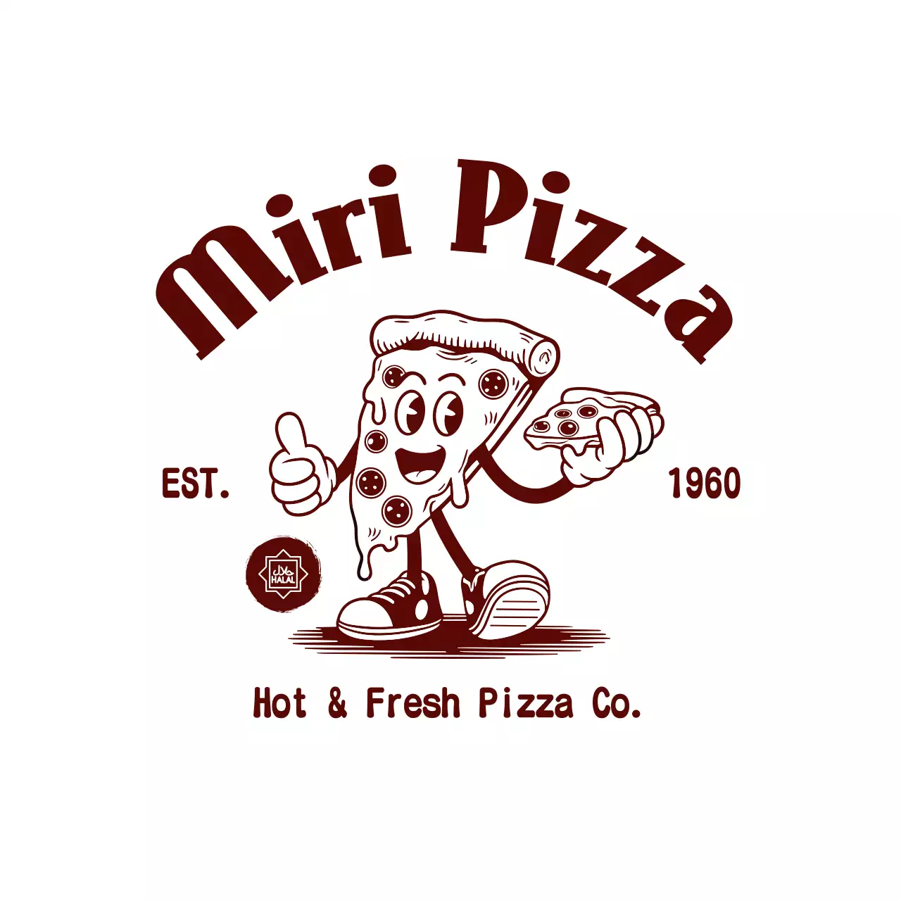 Brown Retro Pizza Advertisement Logo